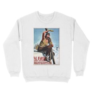 Alternative view of Vintage Italian winter sports travel ad Aosta Valley Unisex Crewneck Sweatshirt