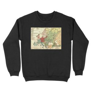 Vintage Linguistic Map of Europe (1907) Unisex Crewneck Sweatshirt