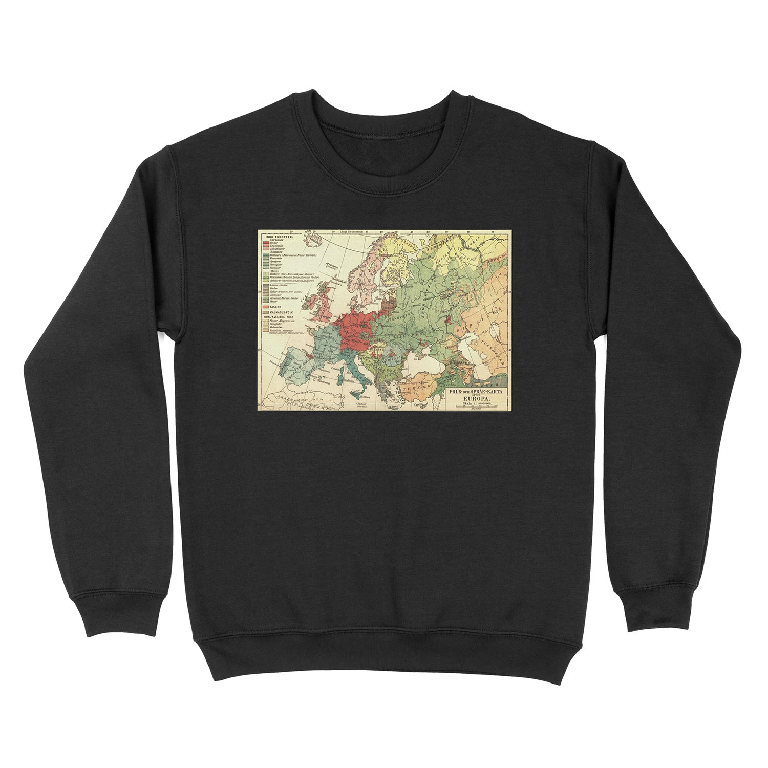 Vintage Linguistic Map of Europe (1907) Unisex Crewneck Sweatshirt