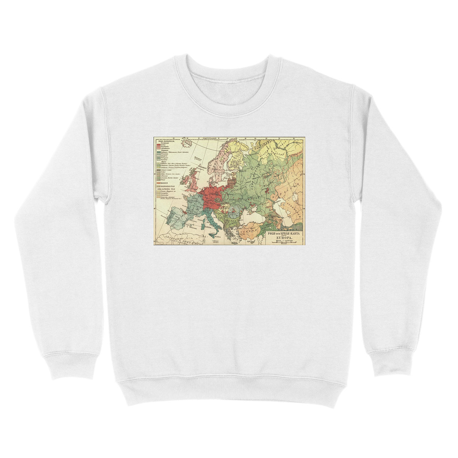 Vintage Linguistic Map of Europe (1907) Unisex Crewneck Sweatshirt - Image 2