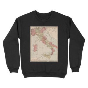 Vintage Map of Italy (1883) Unisex Crewneck Sweatshirt