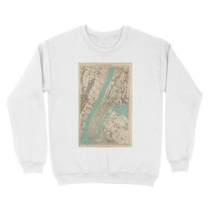 Alternative view of Vintage Map of New York City (1890) Unisex Crewneck Sweatshirt