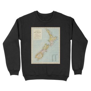 Vintage Map of New Zealand (1883) Unisex Crewneck Sweatshirt