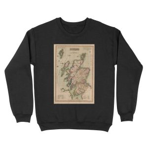 Vintage Map Of Scotland 1814 Unisex Crewneck Sweatshirt