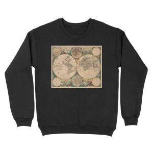 Vintage Map of The World (1672) 2 Unisex Crewneck Sweatshirt