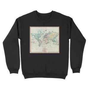 Vintage Map of The World (1801) Unisex Crewneck Sweatshirt