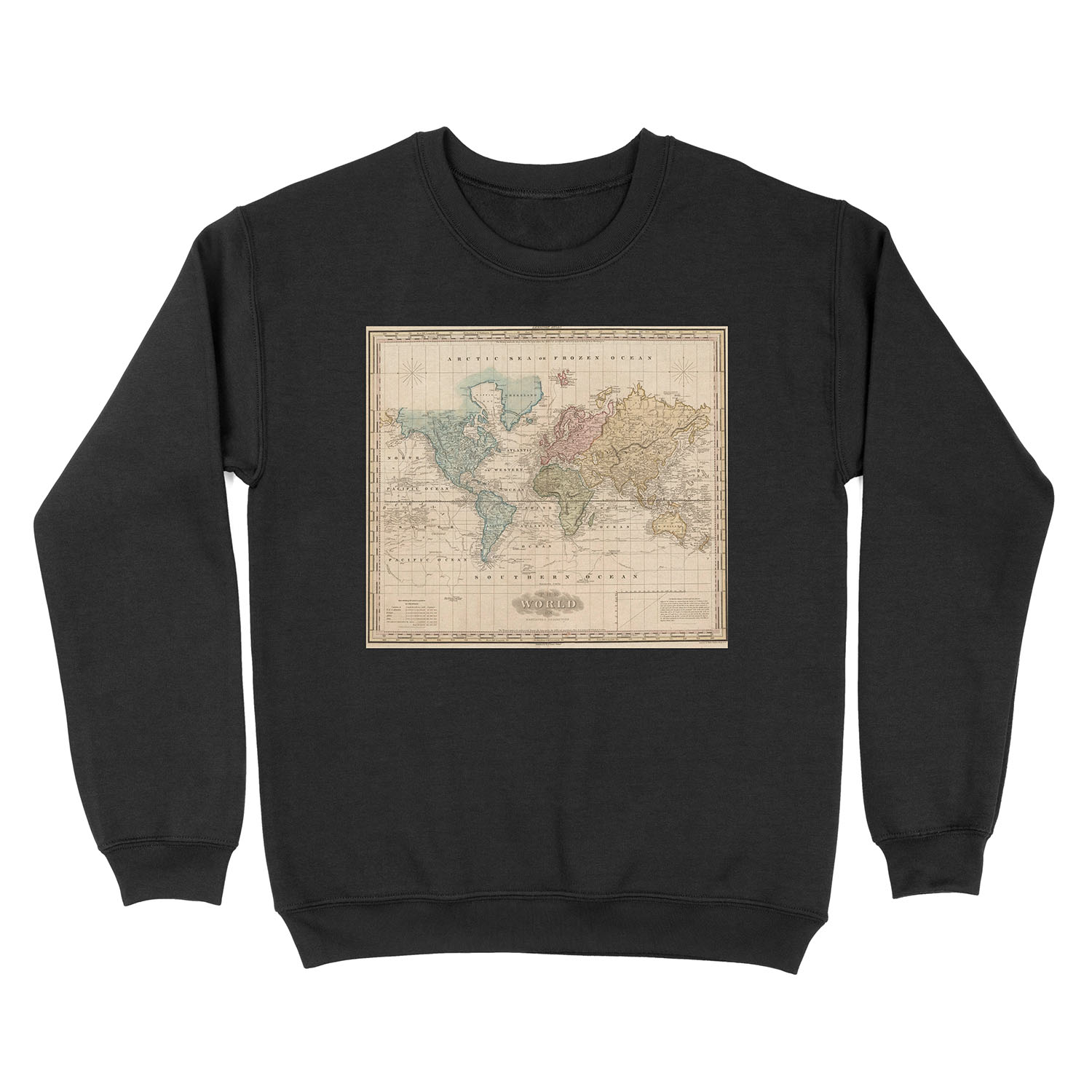 Vintage Map of The World (1823) 2 Unisex Crewneck Sweatshirt
