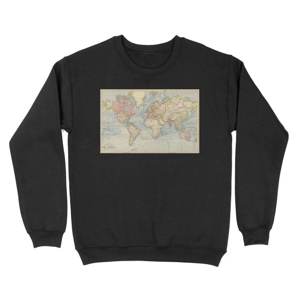 Vintage Map of The World (1883) Unisex Crewneck Sweatshirt