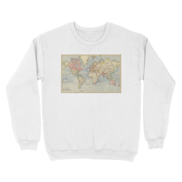 Vintage Map of The World (1883) Unisex Crewneck Sweatshirt - Image 2
