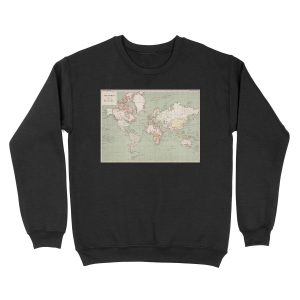 Vintage Map of The World (1915) Unisex Crewneck Sweatshirt