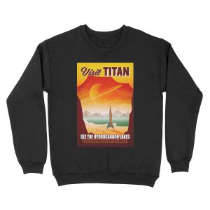 Visit the Lakes of Titan Space Travel Illustration Unisex Crewneck Sweatshirt