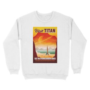 Alternative view of Visit the Lakes of Titan Space Travel Illustration Unisex Crewneck Sweatshirt