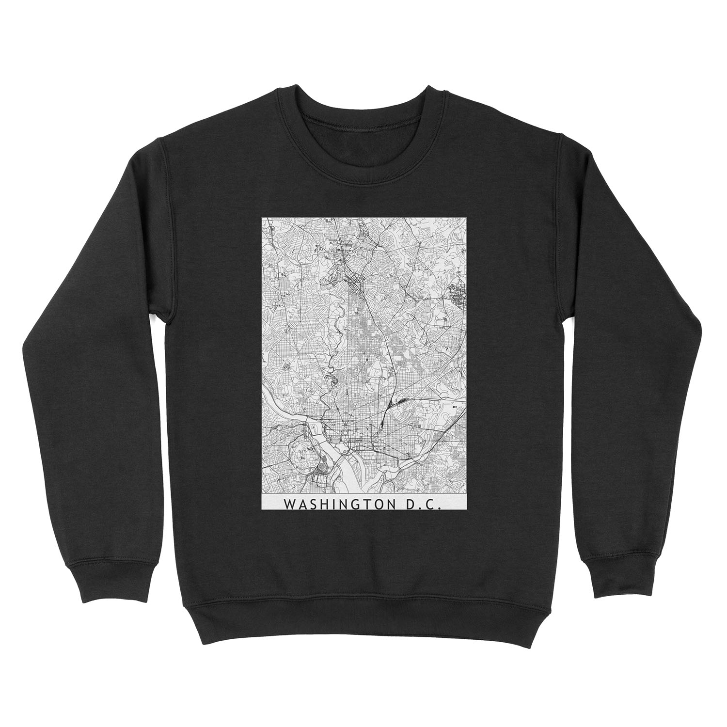 Washington D.C. White Map Unisex Crewneck Sweatshirt
