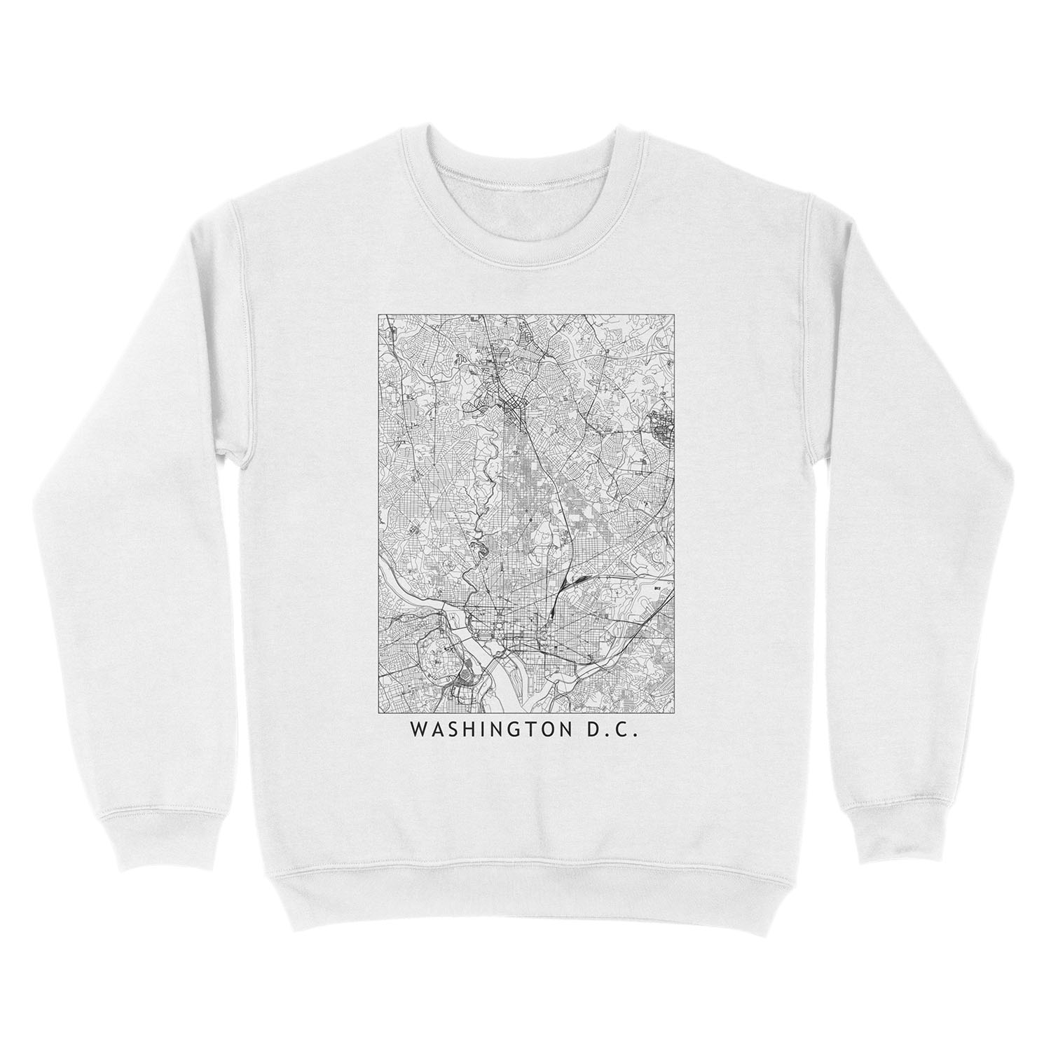 Washington D.C. White Map Unisex Crewneck Sweatshirt - Image 2