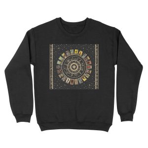 Wheel of the Zodiac, Astrology Chart & the Major Arcana Tarot Unisex Crewneck Sweatshirt