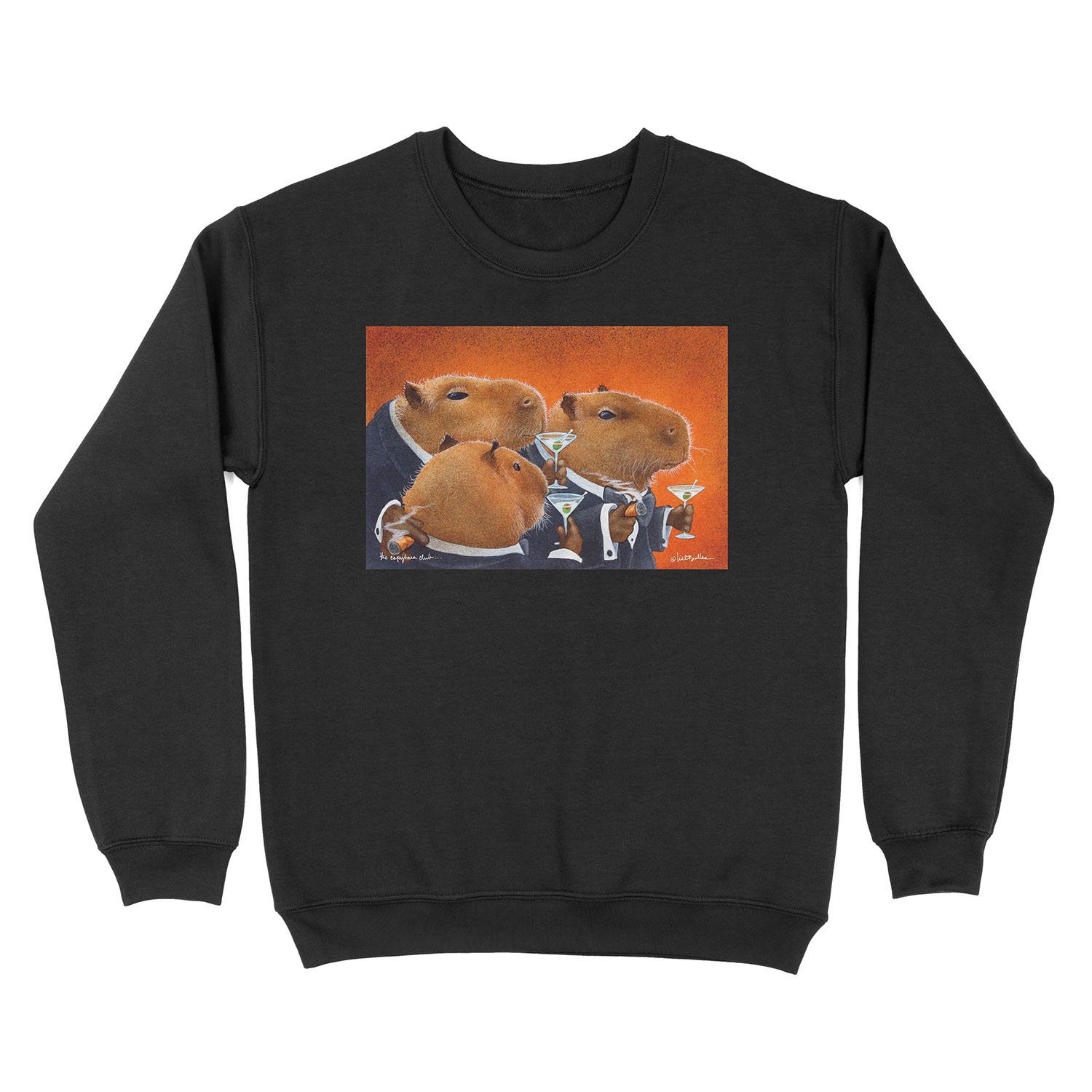 Will Bullas / art print / Capybara Club... / humor / animals Unisex Crewneck Sweatshirt
