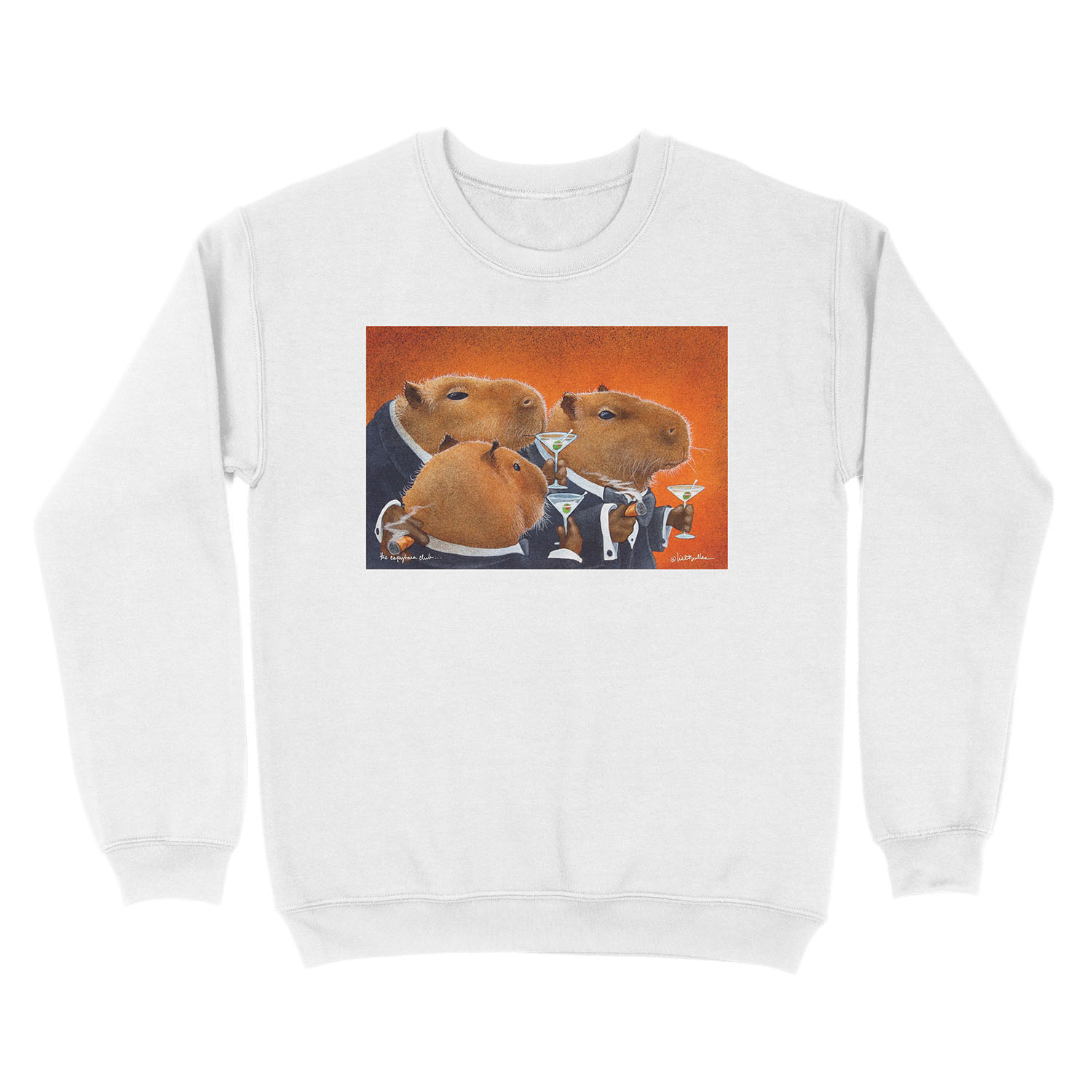 Will Bullas / art print / Capybara Club... / humor / animals Unisex Crewneck Sweatshirt - Image 2