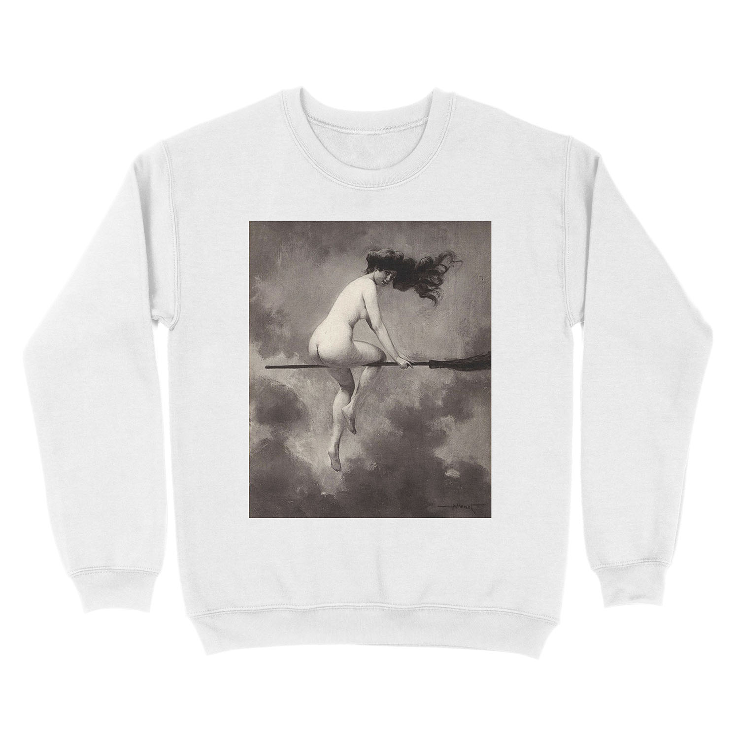 Witch On Broom Albert Joseph Penot Unisex Crewneck Sweatshirt - Image 2
