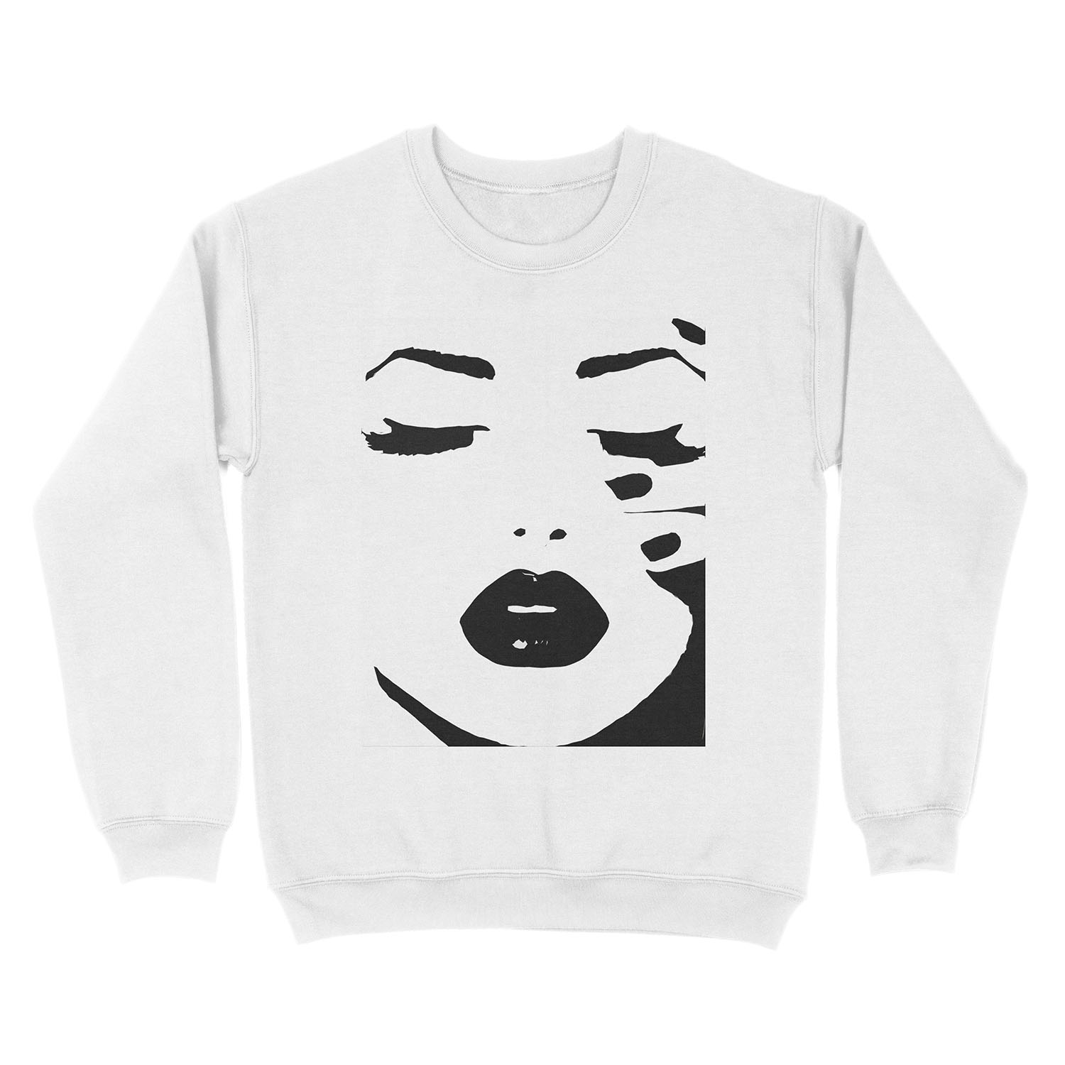 Woman, Girl, Lips print, Fashion art, Fashion print, Scandinavian art, Modern art, Wall art, Print, Minimalistic, Modern Unisex Crewneck Sweatshirt - Image 2