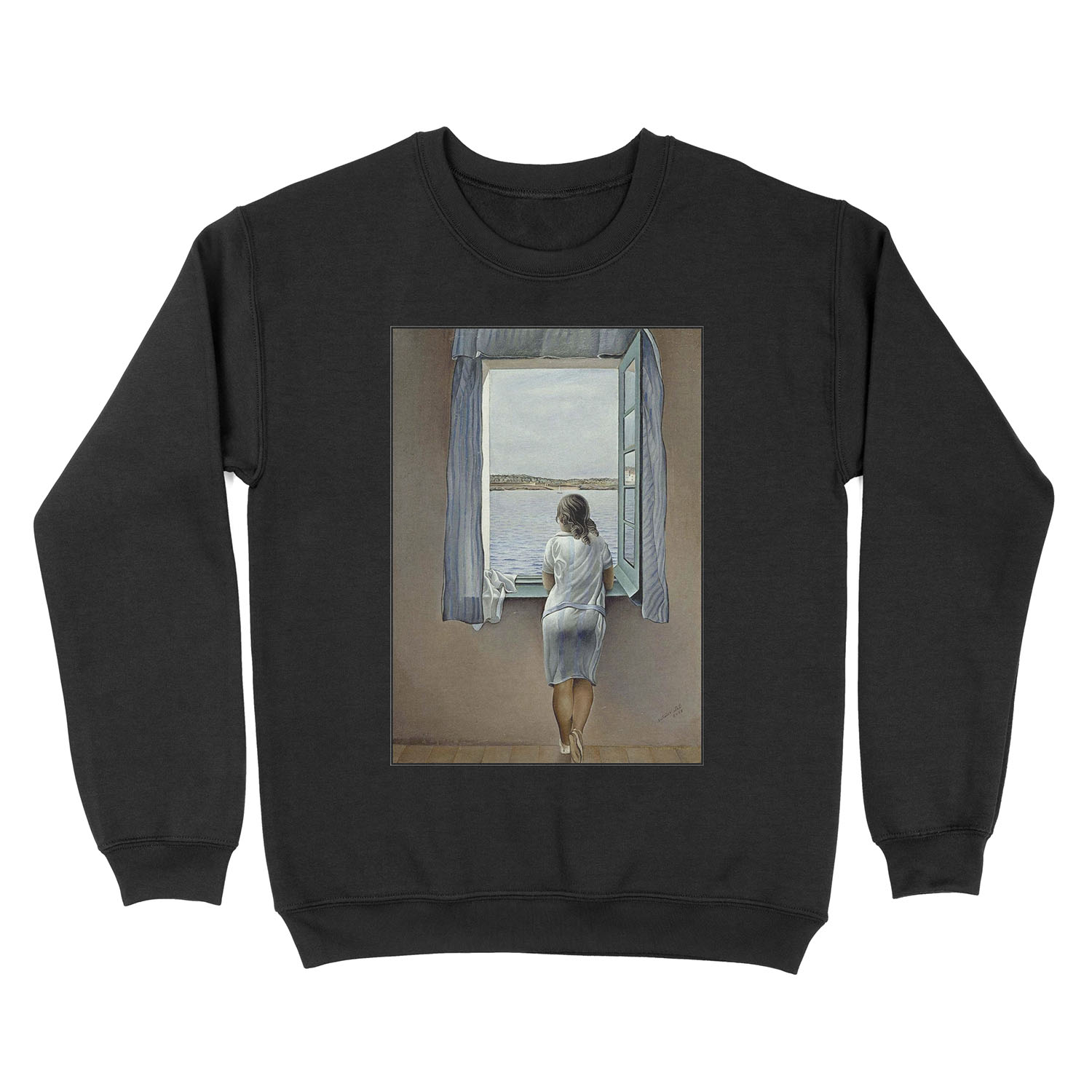 WOMAN IN THE WINDOW : Vintage 1925 Dali Painting Print Unisex Crewneck Sweatshirt