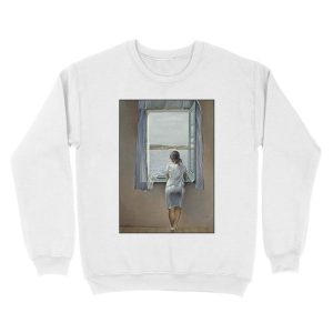 Alternative view of WOMAN IN THE WINDOW : Vintage 1925 Dali Painting Print Unisex Crewneck Sweatshirt