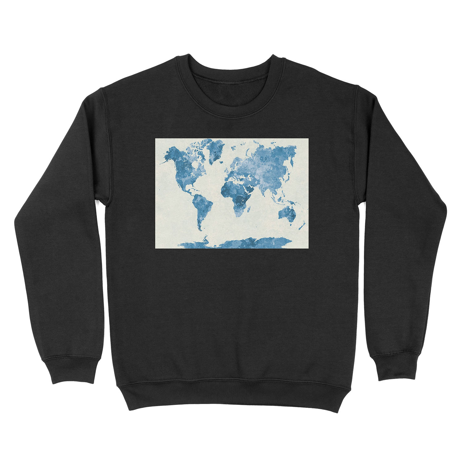 World map in watercolor blue Unisex Crewneck Sweatshirt