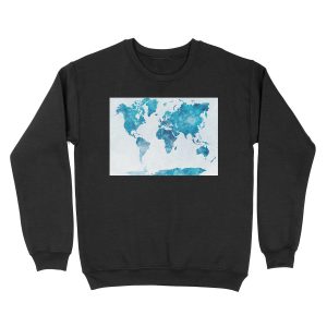 World map in watercolor Unisex Crewneck Sweatshirt