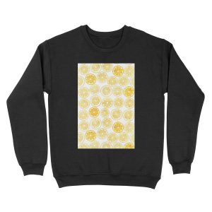 Yellow Watercolor Lemon Slices Pattern Unisex Crewneck Sweatshirt