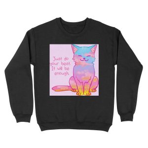 Your Best Is Enough Sunset Cat Unisex Crewneck Sweatshirt