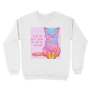 Alternative view of Your Best Is Enough Sunset Cat Unisex Crewneck Sweatshirt