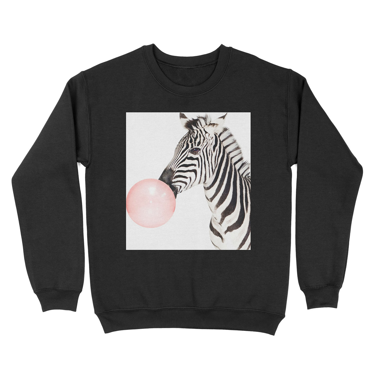 Zebra print, Bubble gum, Nursery art, Zebra wall art, Animal, Kids room, Modern art, Wall decor Unisex Crewneck Sweatshirt