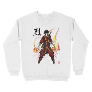 Alternative view of Zuko from Avatar with sumi ink and watercolor Unisex Crewneck Sweatshirt
