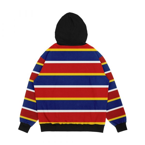 70S And 80S Puppet Inspired Striped Shirt Design Pattern Men's All-Over-Print Hoodie - Image 2