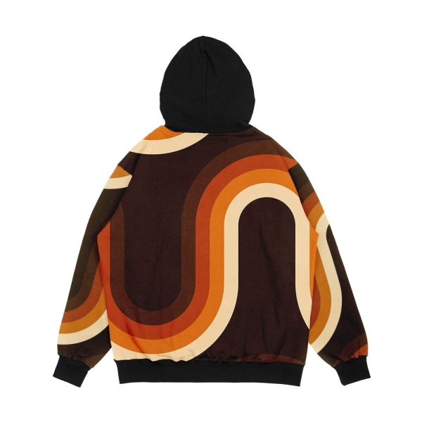 70S Pattern Orange And Brown Waves Men's All-Over-Print Hoodie - Image 2
