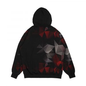 Alternative view of Abstract Background Of Triangles Polygon Wallpaper In Black Red Colors 1 Men's All-Over-Print Hoodie