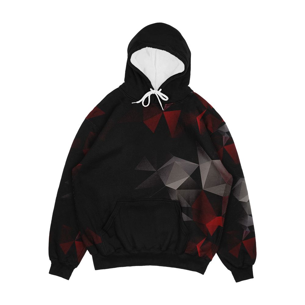 Abstract Background Of Triangles Polygon Wallpaper In Black Red Colors 1 Men's All-Over-Print Hoodie