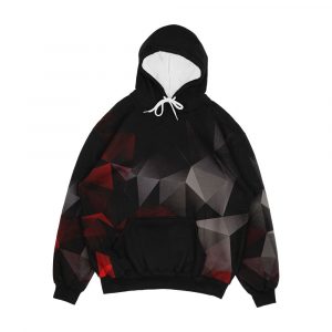 Abstract Background Of Triangles Polygon Wallpaper In Black Red Colors 2 Men's All-Over-Print Hoodie