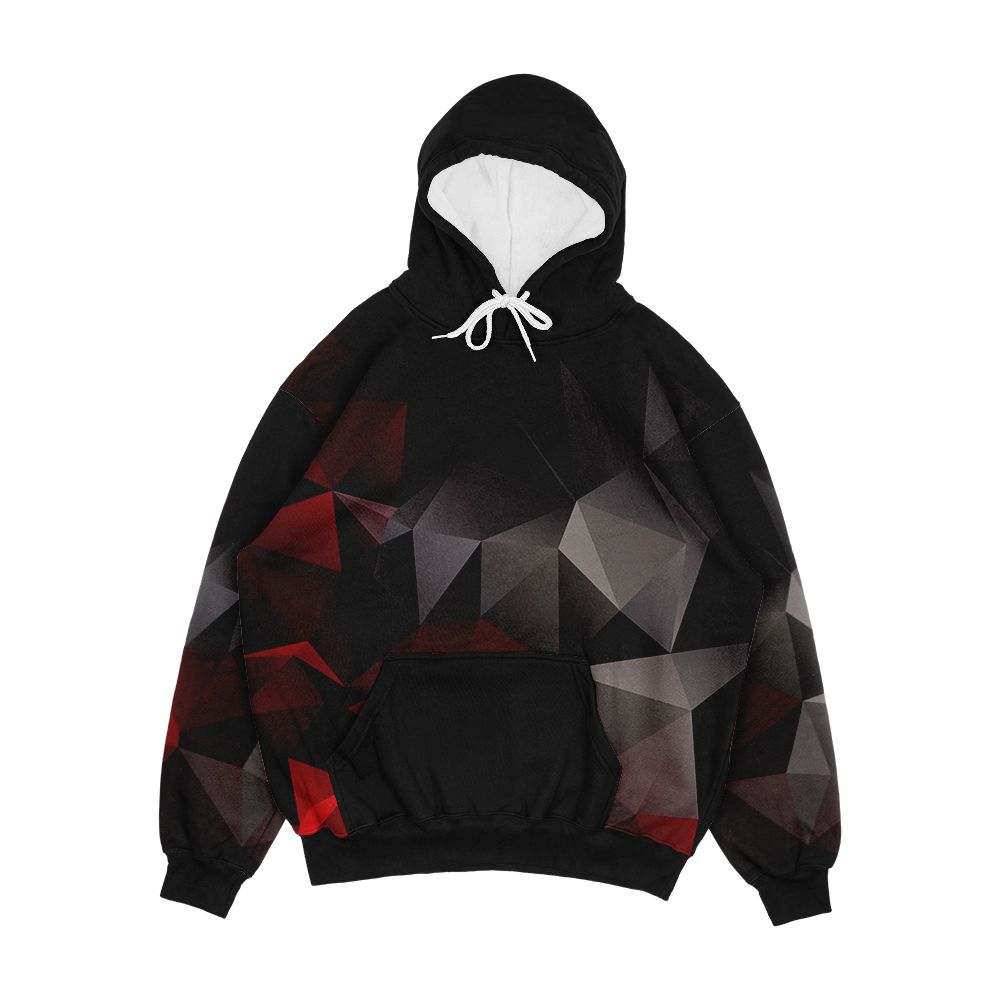 Abstract Background Of Triangles Polygon Wallpaper In Black Red Colors 2 Men's All-Over-Print Hoodie