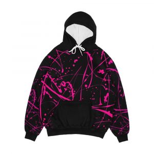 Abstract Neon Pink Color Paint Splash Background Men's All-Over-Print Hoodie