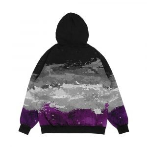 Alternative view of Abstract Paint Splatter Asexual Pride Flag Pattern Men's All-Over-Print Hoodie