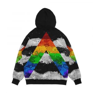 Alternative view of Abstract Paint Splatter Lgbt Ally Pride Flag Pattern Men's All-Over-Print Hoodie