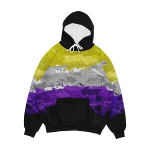 Abstract Paint Splatter Non Binary Pride Flag Pattern Men's All-Over-Print Hoodie