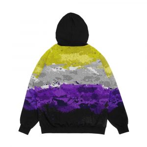 Alternative view of Abstract Paint Splatter Non Binary Pride Flag Pattern Men's All-Over-Print Hoodie