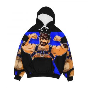 Adam Likes Harness Blue Men's All-Over-Print Hoodie