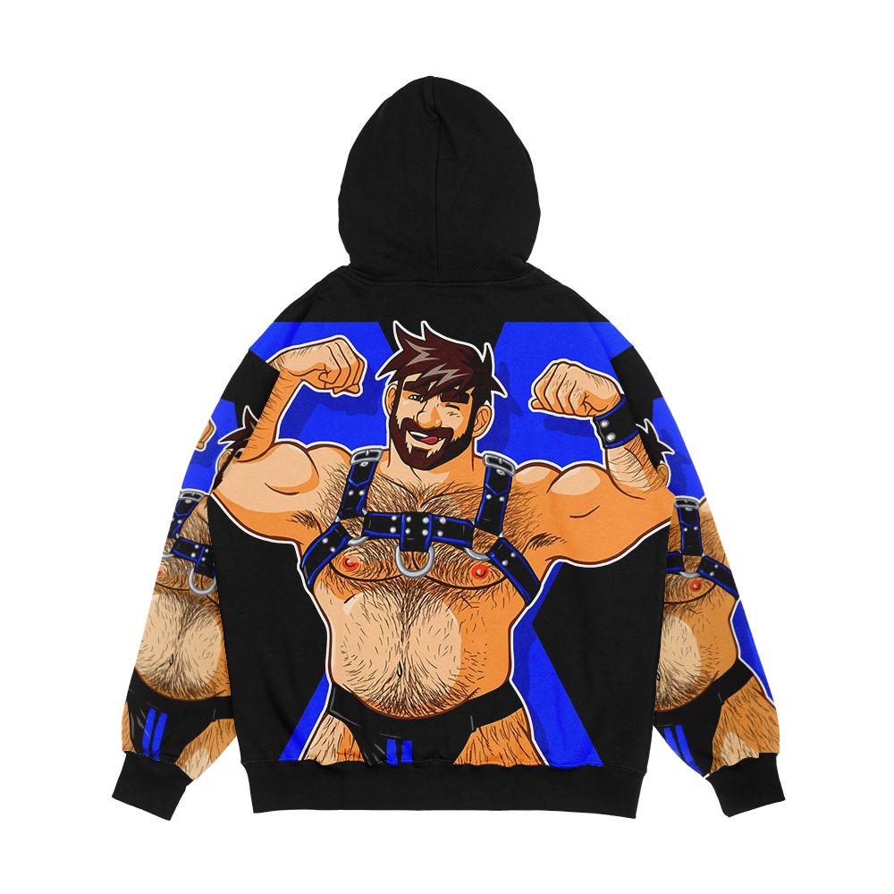 Adam Likes Harness Blue Men's All-Over-Print Hoodie - Image 2