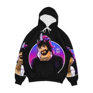 Adam Likes Unicorns Round Detail Men's All-Over-Print Hoodie