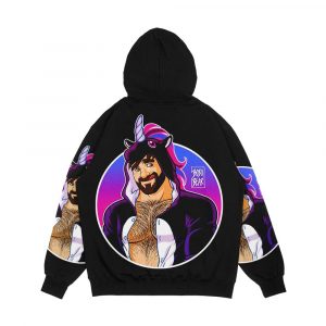 Alternative view of Adam Likes Unicorns Round Detail Men's All-Over-Print Hoodie