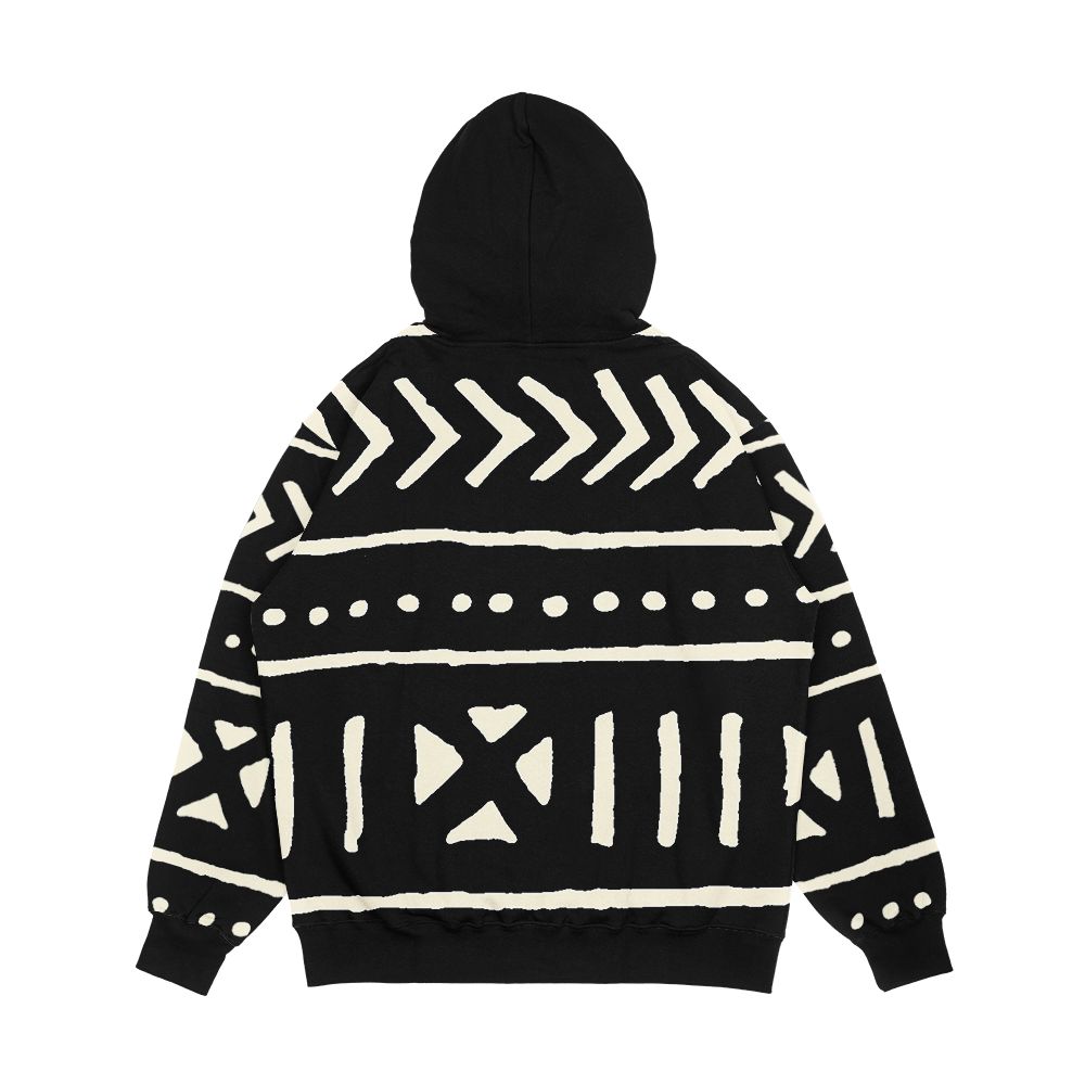 African Mud Cloth Black And White Men's All-Over-Print Hoodie - Image 2