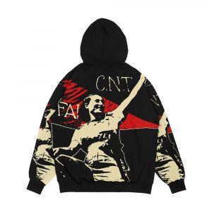 Alternative view of Anarchy Flag Woman For Dark Backgrounds Men's All-Over-Print Hoodie