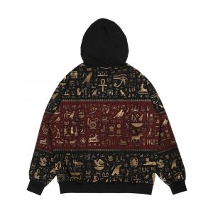 Alternative view of Ancient Egyptian Hieroglyphs Black And Red Leather And Gold Men's All-Over-Print Hoodie